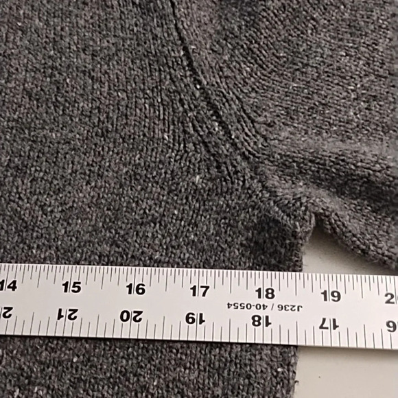 Super Soft Cotton Blend Zip Mock Neck Sweater Charcoal Gray/Cream White Flecks - Picture 4 of 9